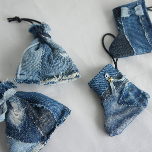 et-45 デニムクリスマスオーナメント 13個set その他インテリア雑貨 C