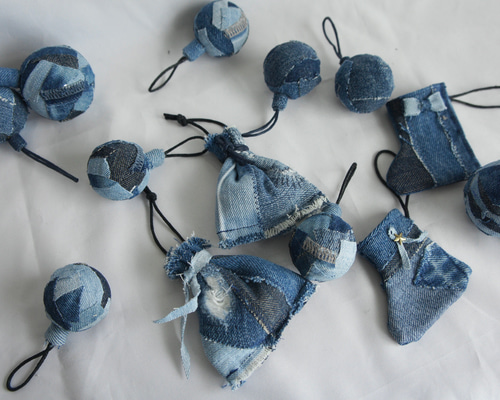 et-45 デニムクリスマスオーナメント 13個set その他インテリア雑貨 C