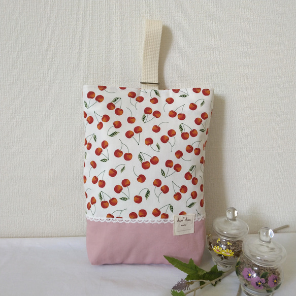ハンドメイド♡さくらんぼシューズバッグ さくらんぼのシューズバッグ 上履き袋 j-mimatan 通販 16881590