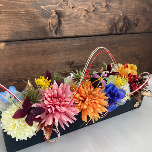 お正月 フラワー アレンジメント アーティフィシャルフラワー 造花