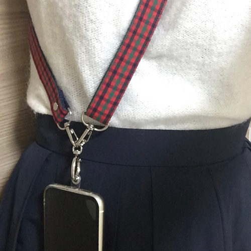 ワッペンあり】ハンドメイドPPテープファミリアチェック&デニム ワッペンあり】ハンドメイドPPテープファミリアチェック&デニム