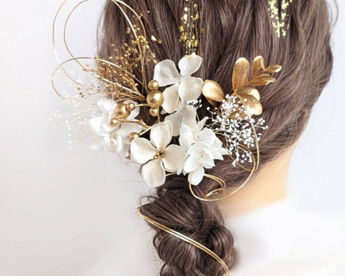 金箔付 髪飾り 水引 成人式 卒業式 結婚式 七五三 ドライフラワー