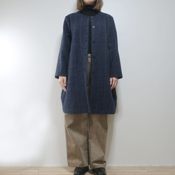 格紋保暖羊毛❣️寬鬆繭型大衣（羊毛/格紋） 第1張的照片