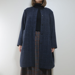 格紋保暖羊毛❣️寬鬆繭型大衣（羊毛/格紋） 第5張的照片