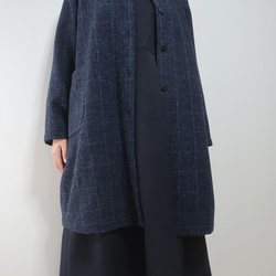 格紋保暖羊毛❣️寬鬆繭型大衣（羊毛/格紋） 第15張的照片