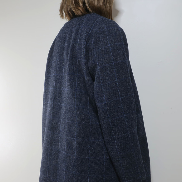 格紋保暖羊毛❣️寬鬆繭型大衣（羊毛/格紋） 第12張的照片