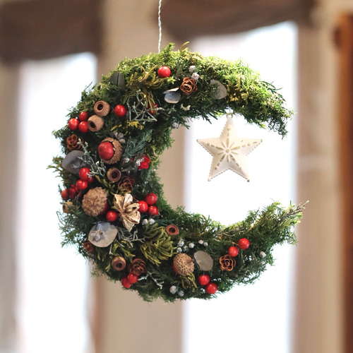 クリスマスの三日月リース☆クリスマスリース プリザーブド