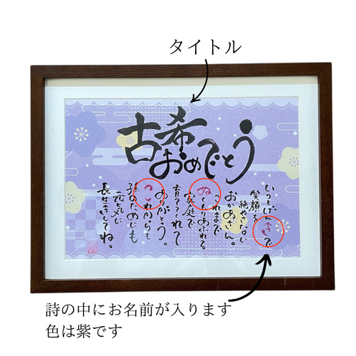 ご長寿祝い】喜ばれる古希祝い《A4サイズそのまま渡せる贈答用