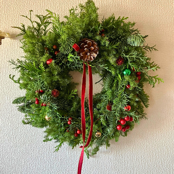 クリスマスリース　モミの木　森の香り　ナチュラル　フレッシュ　シンプル　クリスマス　Mサイズ 6枚目の画像