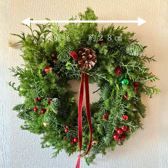 クリスマスリース　モミの木　森の香り　ナチュラル　フレッシュ　シンプル　クリスマス　Mサイズ 2枚目の画像