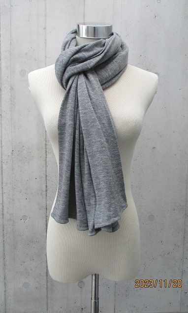 【特価】カシミア天竺ニット100％＊吊るし編みストール　マフラー　スヌード　限定２枚　男女兼用