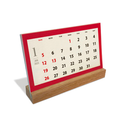 2025ミニ卓上カレンダー（名刺サイズ／木製スタンド付き） カレンダー