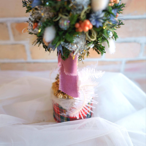 クリスマス・トピアリー25センチ】プリザーブド ドライフラワー ヒバ