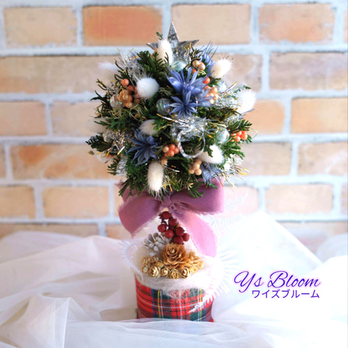 クリスマス・トピアリー25センチ】プリザーブド ドライフラワー ヒバ