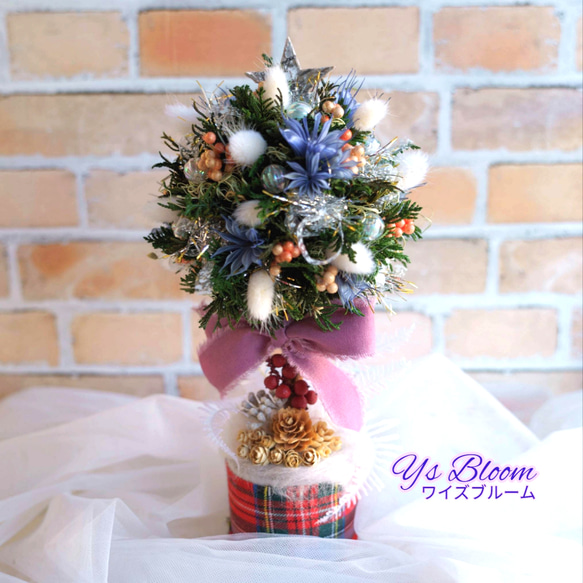 クリスマス・トピアリー25センチ】プリザーブド ドライフラワー ヒバ