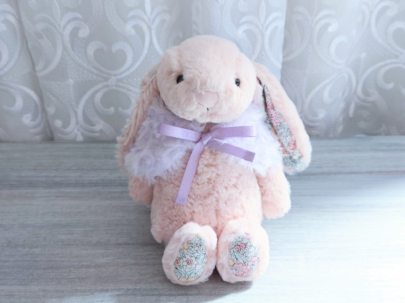 ◆ふわふわあったかケープパープル*ストールマフラーぬいぐるみの服ぬい服ジェリーキャットjellycat 2枚目の画像