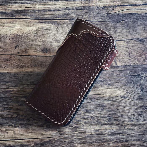 財布 メンズ 本革 長財布 クロコダイル 牛革 クロコ型押し バイカーズ