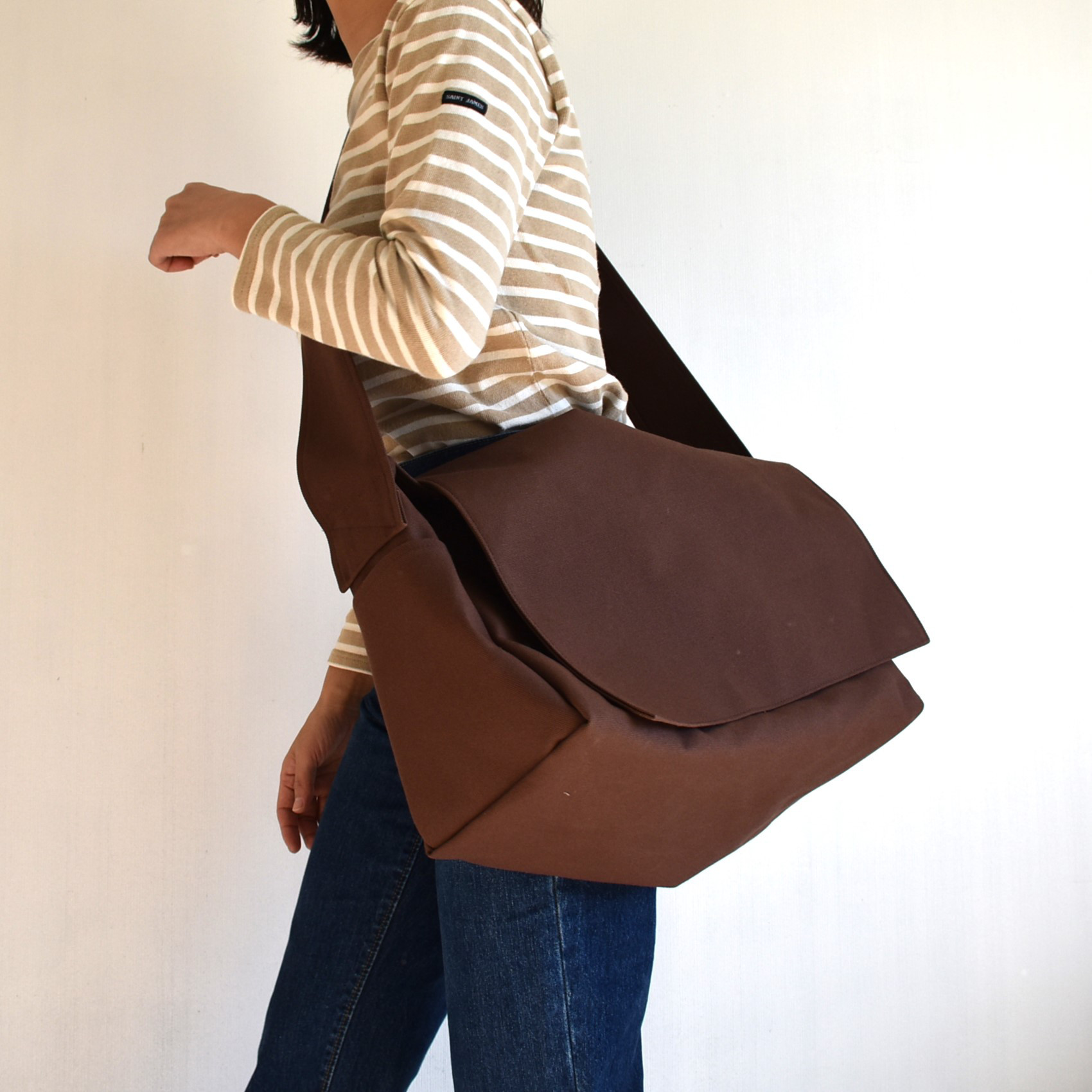 POST SHOULDER TOTE BAG（コーヒー/ブラウン）ショルダーバッグ 斜め掛け 帆布 メッセンジャー