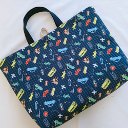 幅広大きめ/ネイビー/車柄/男の子/ヌビキルト/キルティング/レッスン