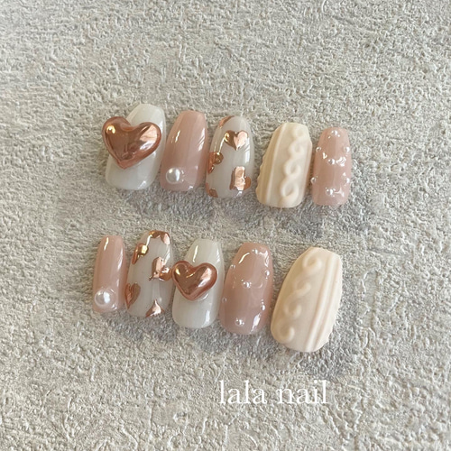 ネイルチップ ハートネイル ニットネイル ネイルチップ（つけ爪） lala