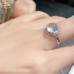 23-9 受注製作 極上品 高氷種 k18金ゴールド リング 指輪 天然 本翡翠 爪留め 天然ダイヤモンド 3枚目の画像