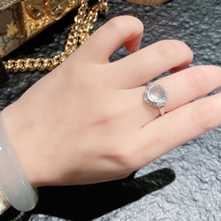 23-9 受注製作 極上品 高氷種 k18金ゴールド リング 指輪 天然 本翡翠 爪留め 天然ダイヤモンド 4枚目の画像