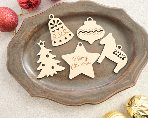 北欧風 / クリスマス✦オーナメント・5点セット】木製 レターバナー