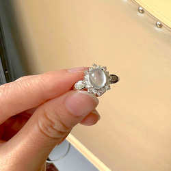 23-10 受注製作 極上品 高氷種 k18金ゴールド リング 指輪 天然 本翡翠 爪留め 天然ダイヤモンド 2枚目の画像