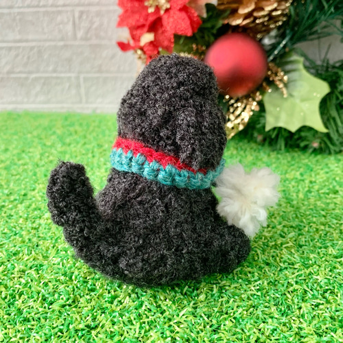 羊毛フェルトの ちょこっとおすわり黒のトイプードル 犬