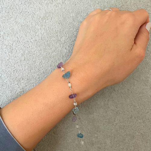 ◇シルバー925◇アクアマリン アメジスト レインボームーン