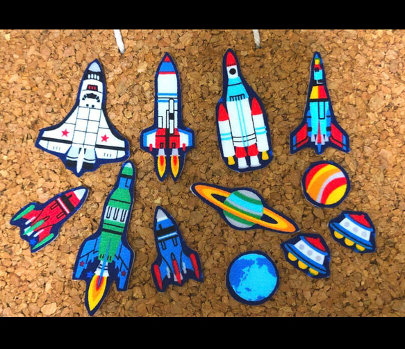 可愛い ワッペン アップリケ レトロ ザリガニ ロボット ロケット 電車 船 patch-cl-a-554.jpg