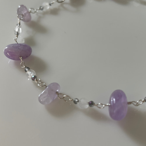 ◆シルバー925◆ラベンダーアメジスト　レインボームーンストーン　ブレスレット ◇シルバー925◇ラベンダーアメジスト レインボームーンストーン