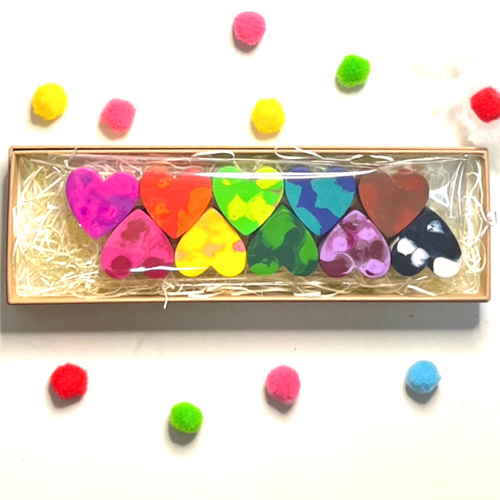 ハート型マーブルクレヨン 各種 ハートマーブルクレヨン10個セット おもちゃ・人形 NameCrayons