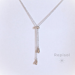 ラリエット ティアドロップ 雫 Y 字 ネックレス スライド式 Silver