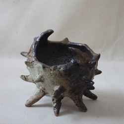 棘棘ツートン陶製植木鉢 2枚目の画像