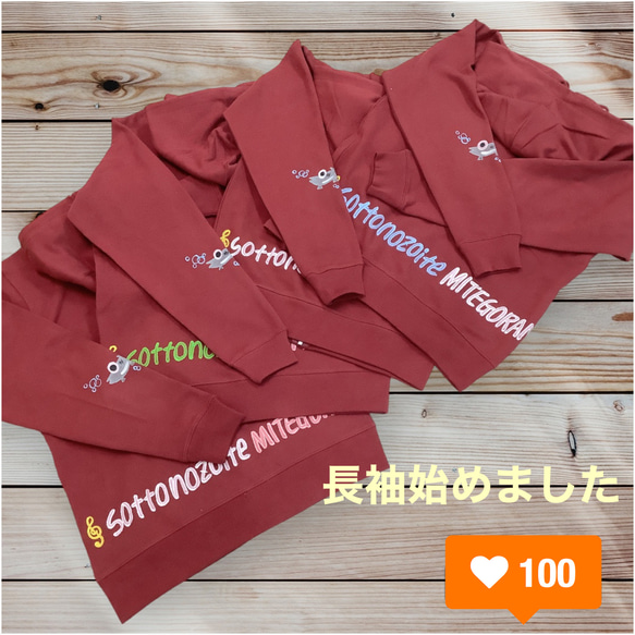 手書き名前入り・お好きな文字長袖Ｔシャツ　トレーナー　パーカー　ジップパーカー 2枚目の画像