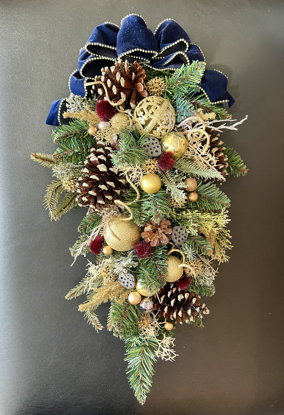 クリスマス スワッグ ネイビーリボン 【公式通販】