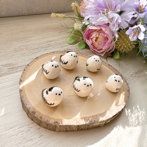 再販】陶器のミニシマエナガちゃん /陶器製 鳥 雪の妖精 ミニチュア