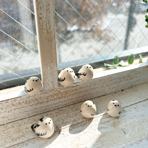 再販】陶器のミニシマエナガちゃん /陶器製 鳥 雪の妖精 ミニチュア