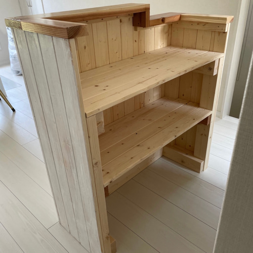 幅140センチ レジカウンター 荷物置き台付き 机・デスク エバー