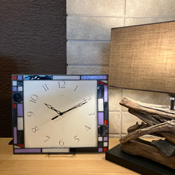 ステンドグラスの壁掛け時計 ALIM(紫)・受注制作 6枚目の画像