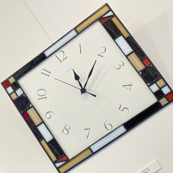 ステンドグラスの壁掛け時計 ALIM(茶)・受注制作 9枚目の画像