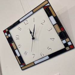 ステンドグラスの壁掛け時計 ALIM(茶)・受注制作 6枚目の画像