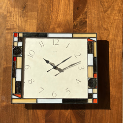 ステンドグラスの壁掛け時計 ALIM(茶)・受注制作 10枚目の画像