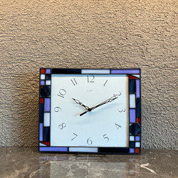 ステンドグラスの壁掛け時計 ALIM(茶)・受注制作 15枚目の画像