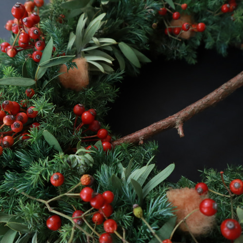 クリスマスリース】 ローズヒップとコットンのリース リース Hana to