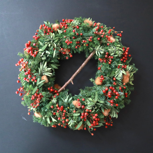 クリスマスリース】 ローズヒップとコットンのリース リース