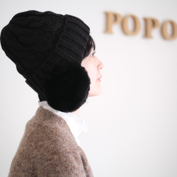 已售出超過250件！ *應市場需求，現已重新上架* 溫暖的帶耳針織帽（4色可選） 禮品 ◎ 可定制抽繩小袋 第2張的照片