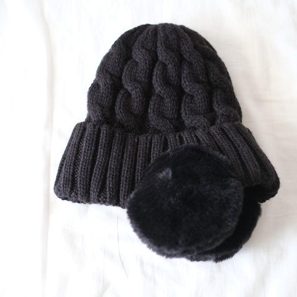 已售出超過250件！ *應市場需求，現已重新上架* 溫暖的帶耳針織帽（4色可選） 禮品 ◎ 可定制抽繩小袋 第7張的照片