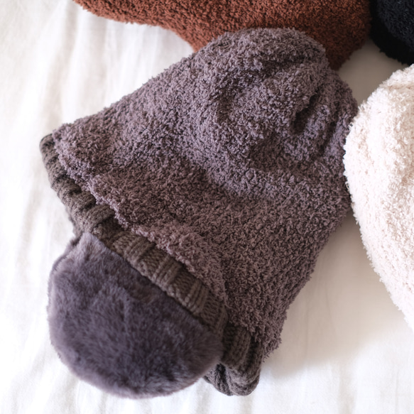 已售出超過250件！ *應市場需求，現已重新上架* 溫暖的帶耳針織帽（4色可選） 禮品 ◎ 可定制抽繩小袋 第11張的照片